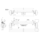 Geremde torsie as - 1800 kg - padmaat 1100 mm - flensmaat 1590 mm - 5 gats