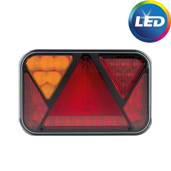 Achterlicht links met ingebouwde weerstand 200x130x50 mm - eenvoudig aan te sluiten met Aspöck connectoren