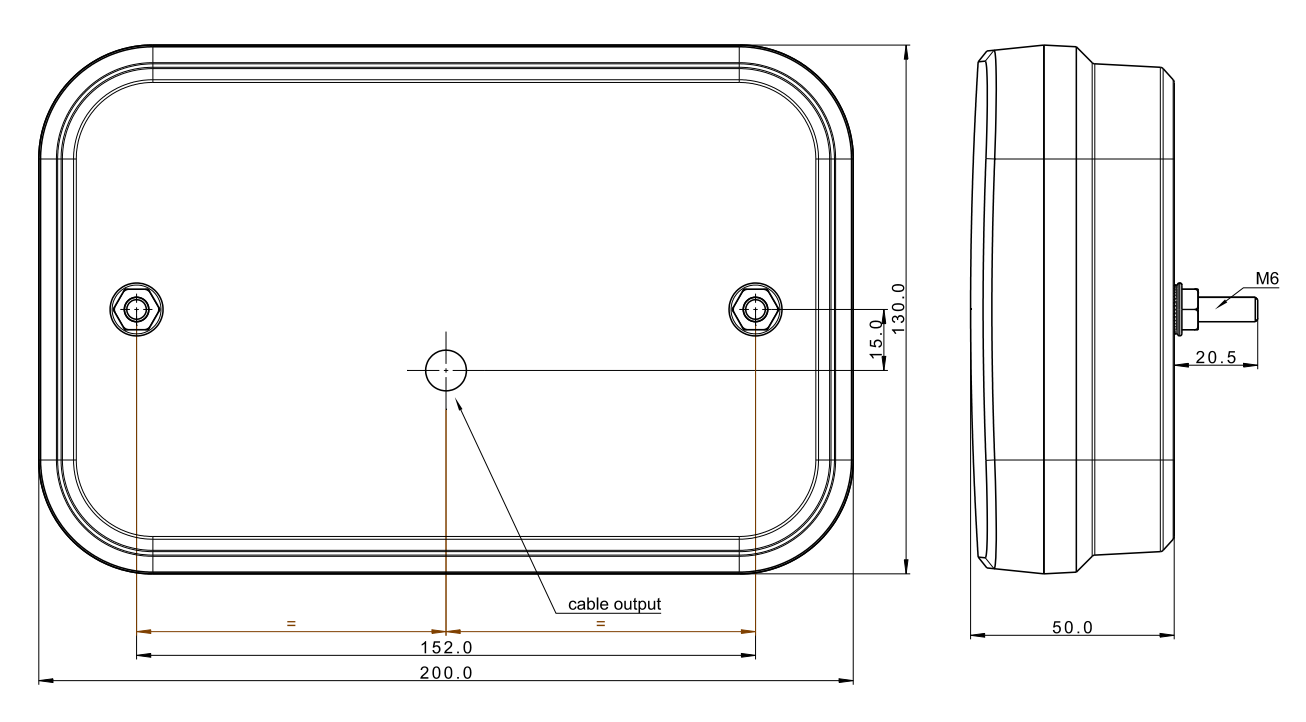 Fristom Achterlicht rechts met ingebouwde weerstand 200x130x50 mm - eenvoudig aan te sluiten met Aspöck connectoren