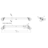 Geremde torsie as - 1350 kg - padmaat 1650 mm - flensmaat 2100 mm - 5 gats