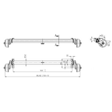 Geremde torsie as - 1500 kg - padmaat 1650 mm - flensmaat 2100 mm - 5 gats