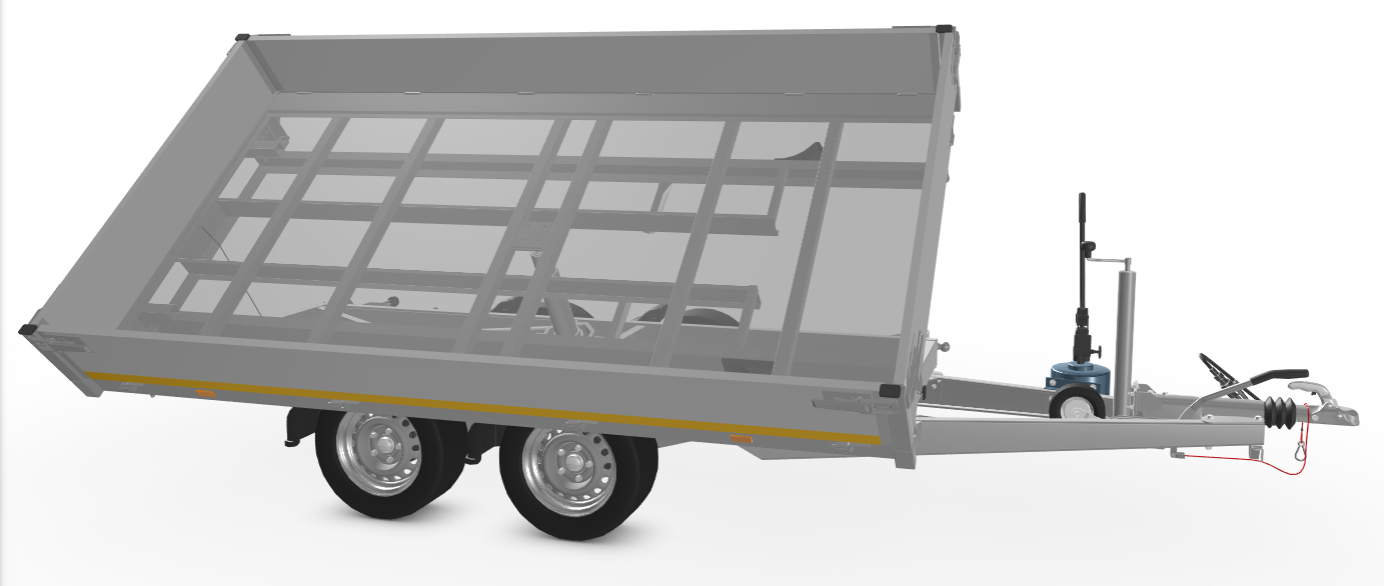 Eduard 3-zijdige kipper - 2700 kg bruto laadvermogen - handpomp - 310x160 cm - inclusief uitzetsteunen