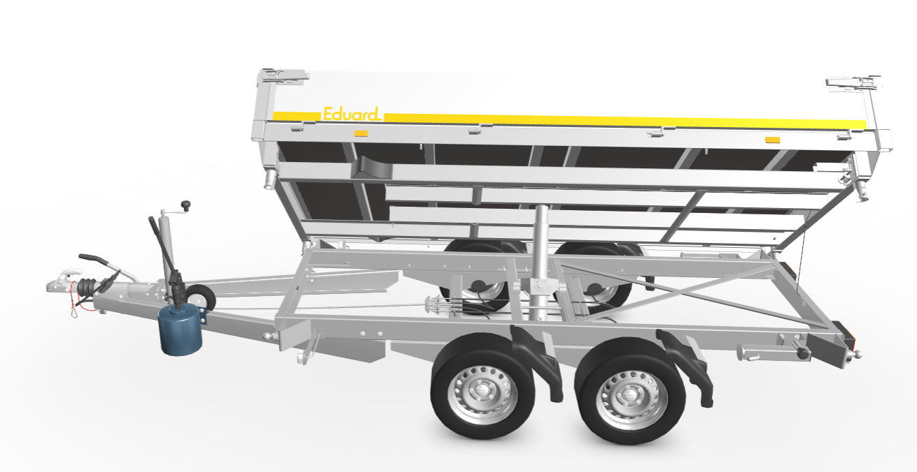 Eduard 3-zijdige kipper - 2700 kg bruto laadvermogen - handpomp - 310x160 cm - inclusief uitzetsteunen