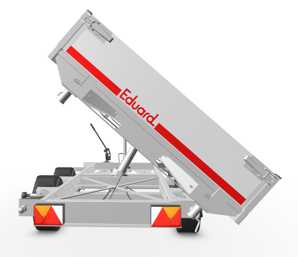 Eduard 3-zijdige kipper - 2700 kg bruto laadvermogen - handpomp - 310x160 cm - inclusief uitzetsteunen