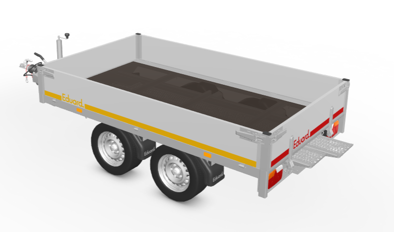 Geremde Eduard plateauwagen - 256x150 cm - 2000 kg bruto laadvermogen - inclusief oprijplaten