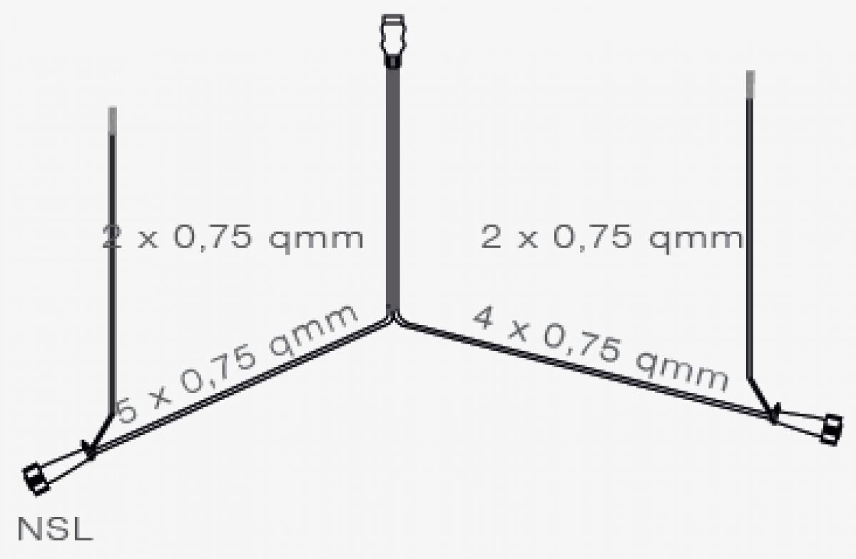 Hoofdkabel Aspock - 5 meter lang - 7-polig - voorzien van 2x 5-polige connector - inclusief aftakkingen