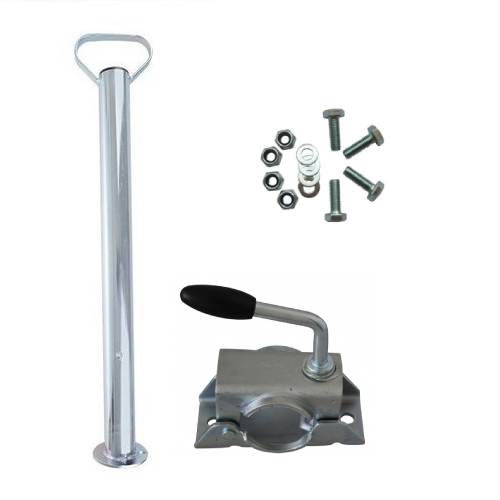 Complete set met stalen steunpoot en klem - 48 mm buisdiameter - inclusief bevestigingsmateriaal 