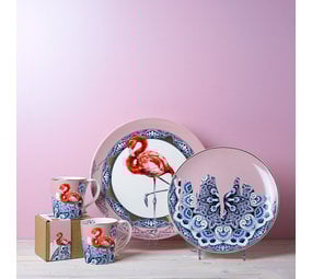 Heinen Delfts Blauw Combideal Mandala Flamingo Geschenkpakket Heinen Delfts Blauw Combideal Mandala Flamingo Geschenkpakket