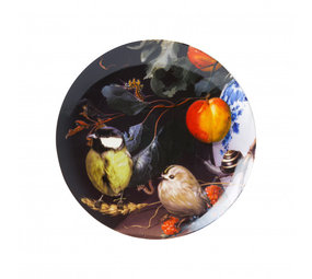 Heinen Delfts Blauw Plate Great tit in still life Heinen Delfts Blauw Plate Great tit in still life