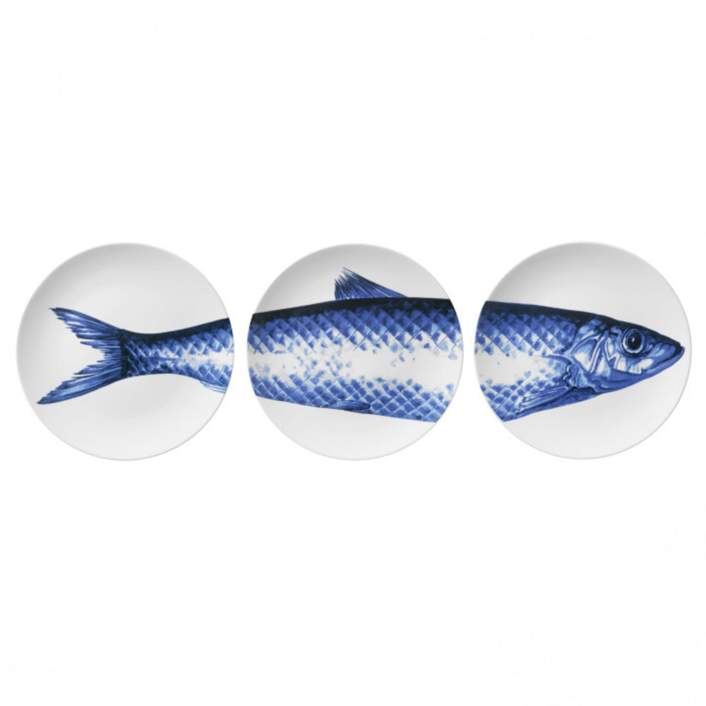 Heinen Delfts Blauw Borden met Vis (3 stuks) Heinen Delfts Blauw Borden met Vis (3 stuks)
