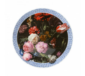 Heinen Delfts Blauw Bord Stilleven met bloemen Heinen Delfts Blauw Bord Stilleven met bloemen