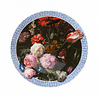 Heinen Delfts Blauw Bord Stilleven met bloemen Heinen Delfts Blauw Bord Stilleven met bloemen