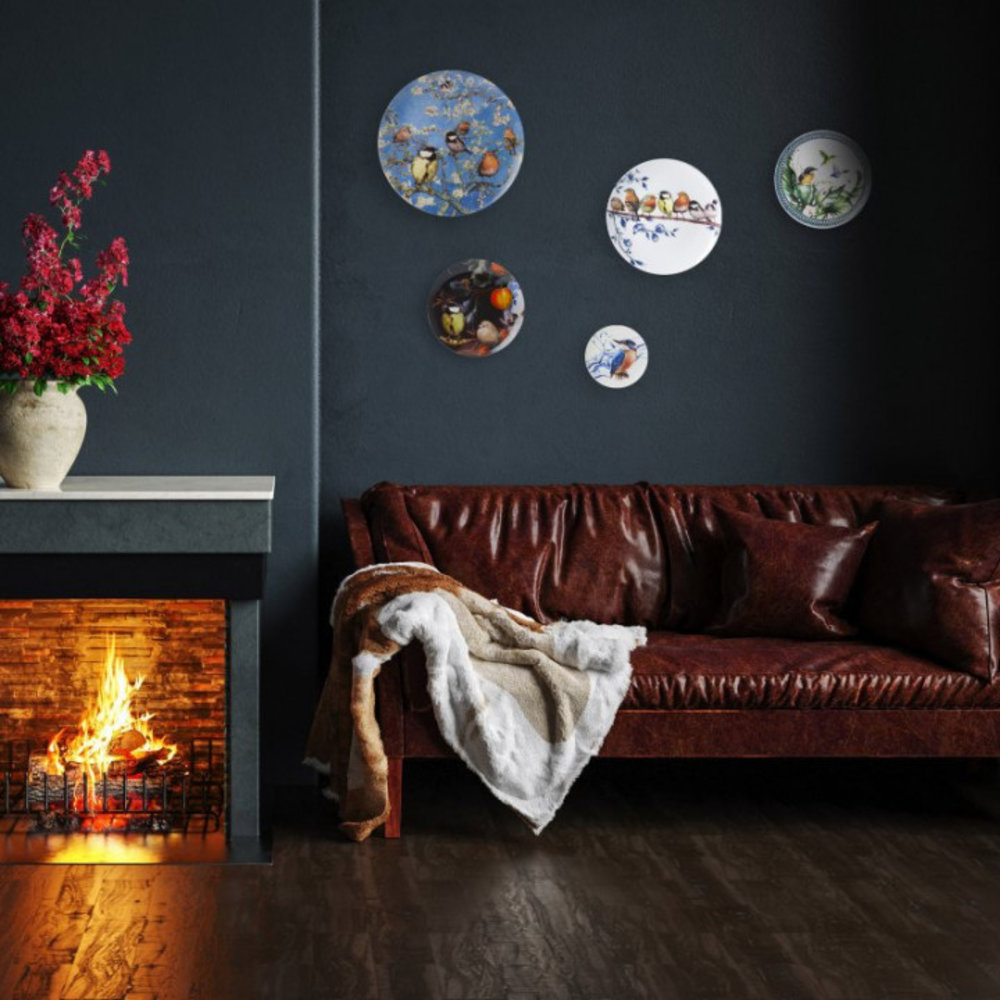 Heinen Delfts Blauw Bord Vogels van Van Gogh