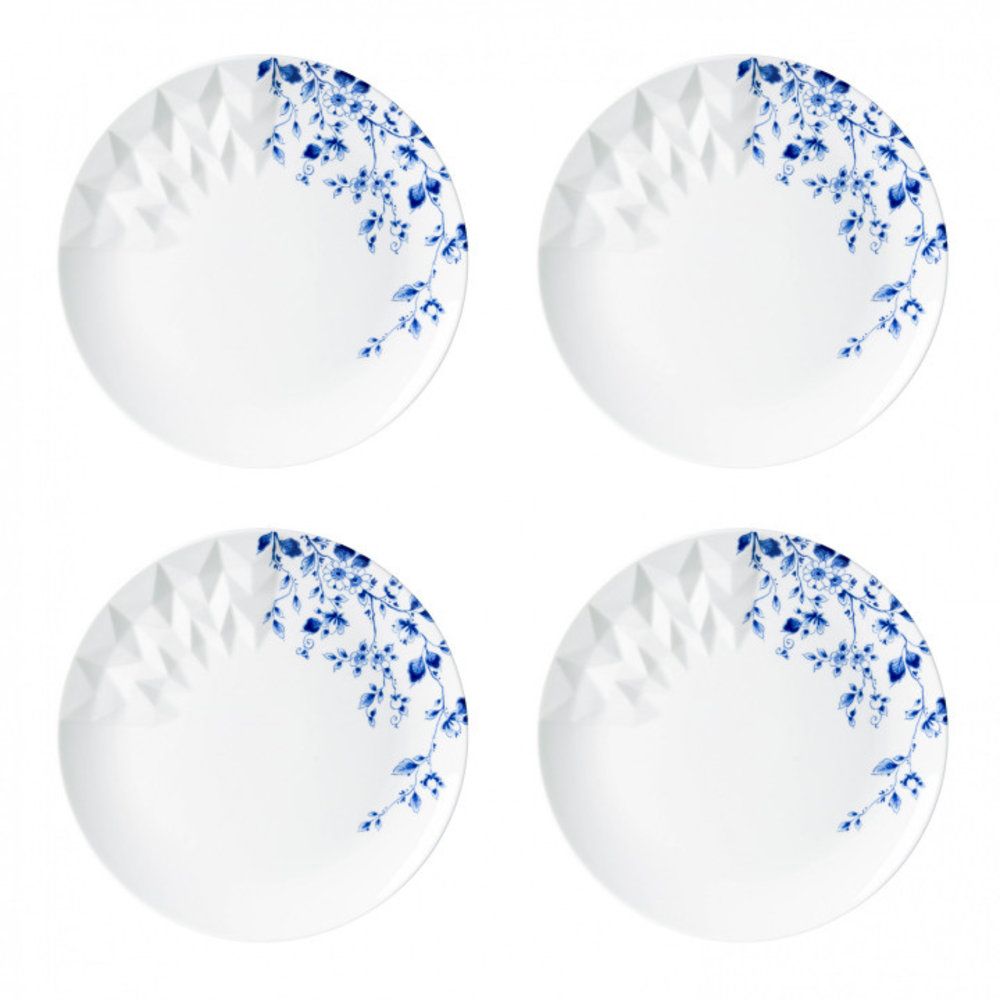 Heinen Delfts Blauw Blauw Vouw Dinerbord set van 4 Heinen Delfts Blauw Blauw Vouw Dinerbord set van 4