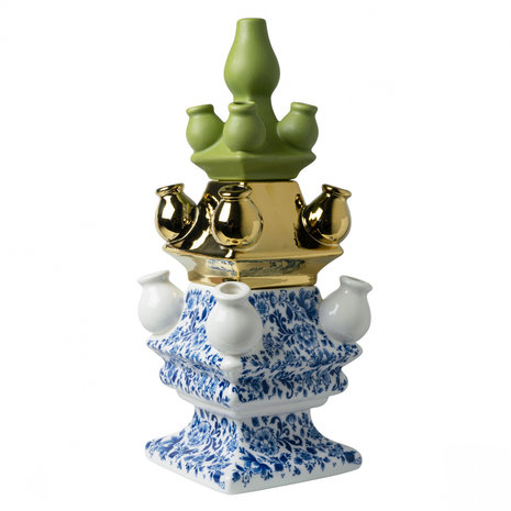 Heinen Delfts Blauw Tulip vase Pile mad Flower pattern mix 3