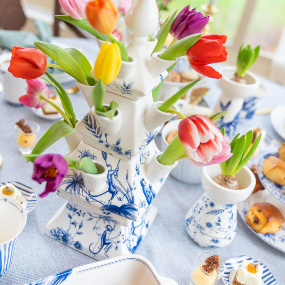 Heinen Delfts Blauw Florero tulipán 3 piezas Monos