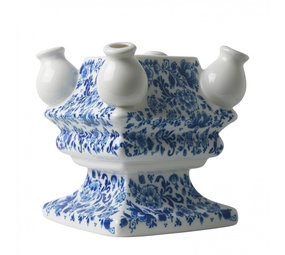 Heinen Delfts Blauw Folie de pile Base fleurie ornée