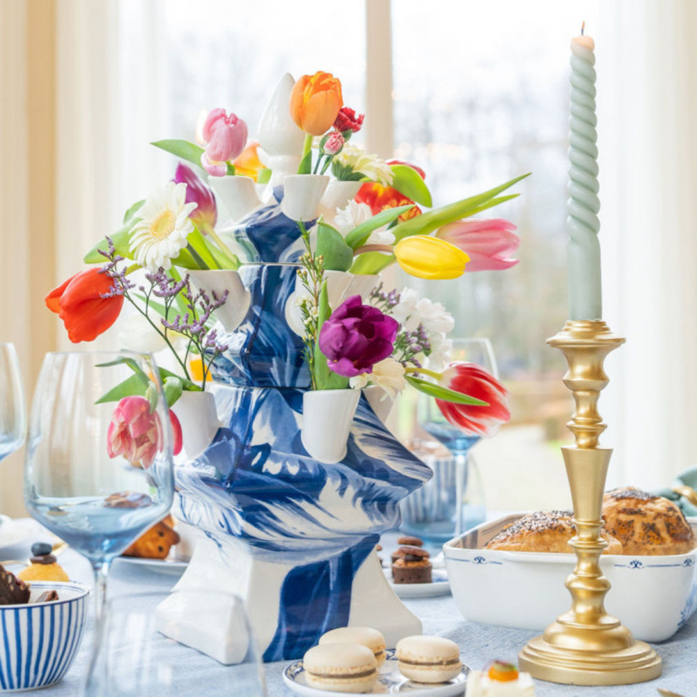 Heinen Delfts Blauw Tulpenvaas 3-delig Tulp Heinen Delfts Blauw Tulpenvaas 3-delig Tulp