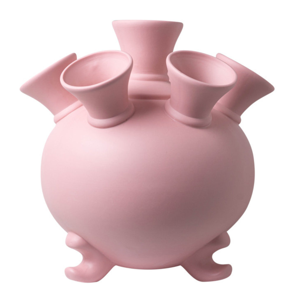 Heinen Delfts Blauw Tulipan vase på fødder XL Pink KLEI Heinen Delfts Blauw Tulipan vase på fødder XL Pink KLEI
