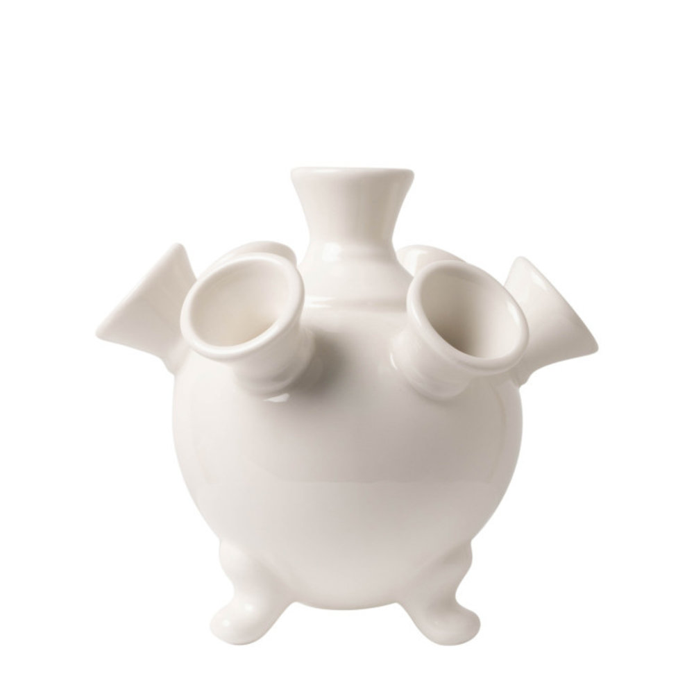 Heinen Delfts Blauw Tulip vase on feet small White