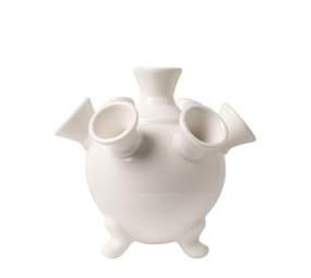 Heinen Delfts Blauw Tulip vase on feet small White