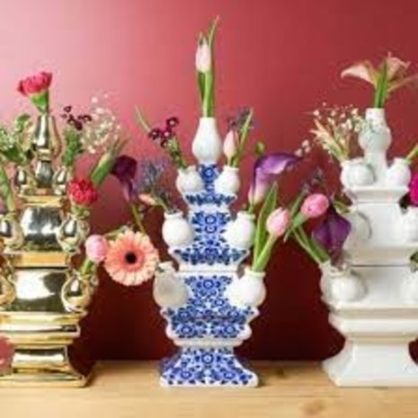 Heinen Delfts Blauw Tulpenvaas 3-delig Donkerblauw