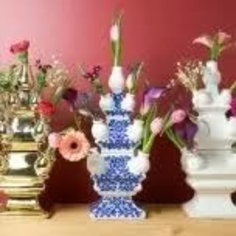 Heinen Delfts Blauw Stapelgekte Regenboog midden Heinen Delfts Blauw Stapelgekte Regenboog midden