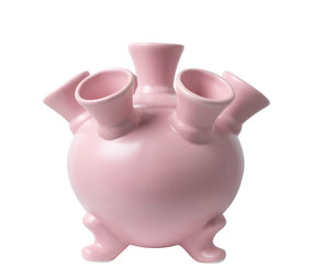 Heinen Delfts Blauw Tulip vase on feet pink large KLEI