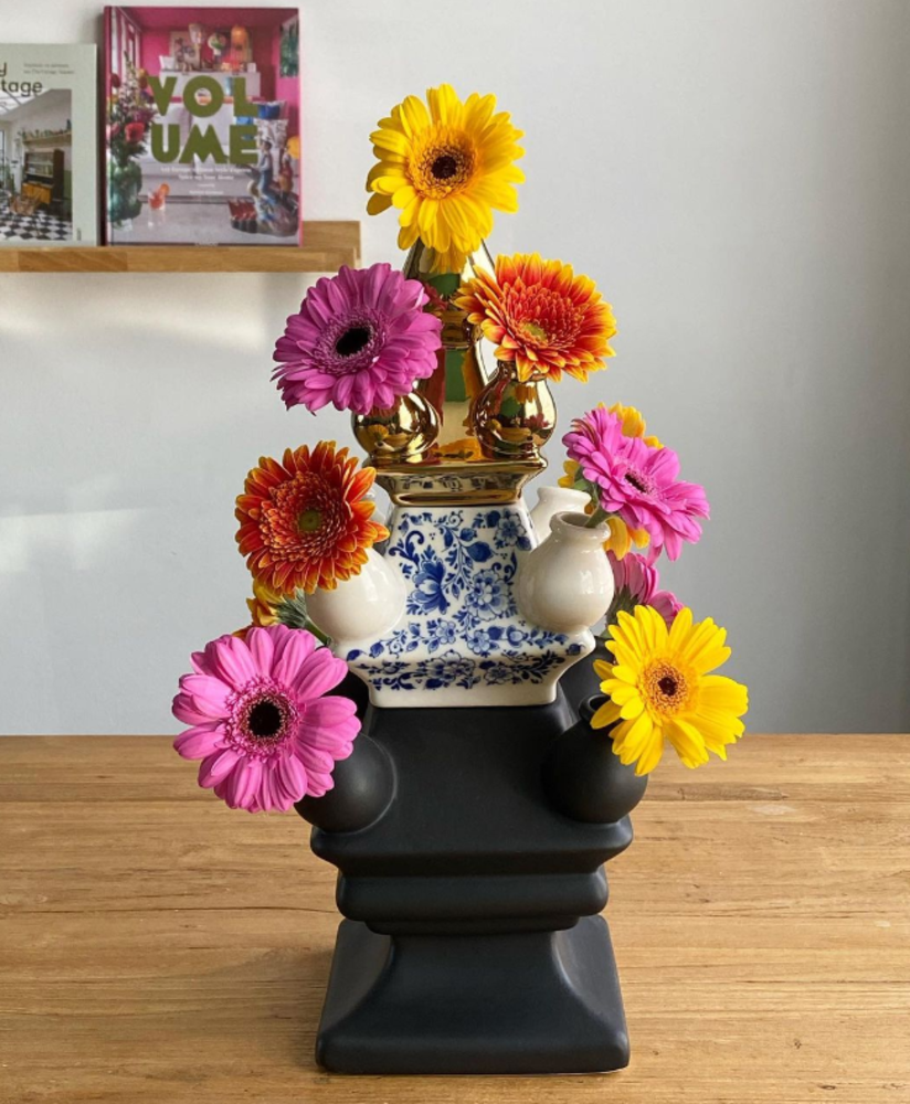 Heinen Delfts Blauw Stapelgekte Goud top Heinen Delfts Blauw Stapelgekte Goud top