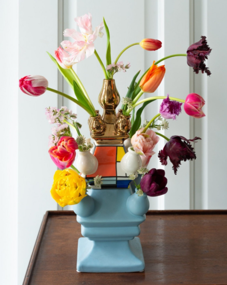 Heinen Delfts Blauw Stapelgekte Goud top Heinen Delfts Blauw Stapelgekte Goud top