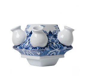 Heinen Delfts Blauw Stapelgekte Bloemmotief midden Heinen Delfts Blauw Stapelgekte Bloemmotief midden