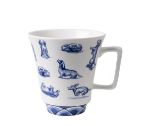 Heinen Delfts Blauw Taza de té Perro Salchicha Nhaan 350 ml