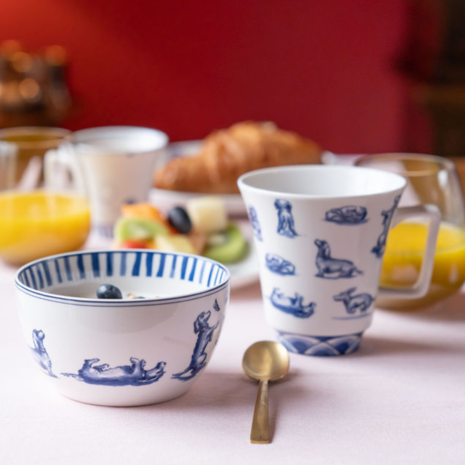 Heinen Delfts Blauw Yoghurtschaaltje Teckel Nhaan