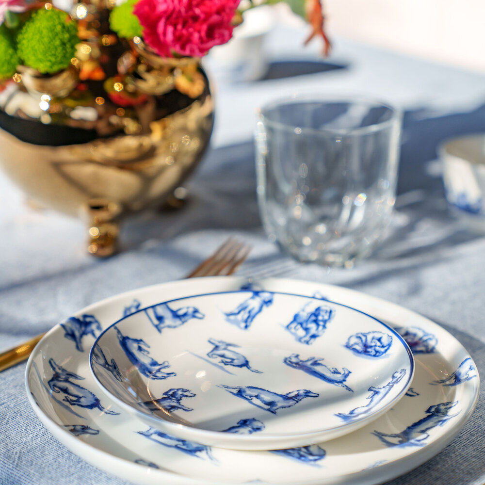 Heinen Delfts Blauw Assiette à gâteau Teckel Nhaan