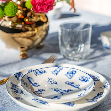 Heinen Delfts Blauw Gebaksbordje Teckel Nhaan