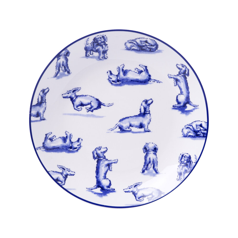 Heinen Delfts Blauw Gebaksbordje Teckel Nhaan