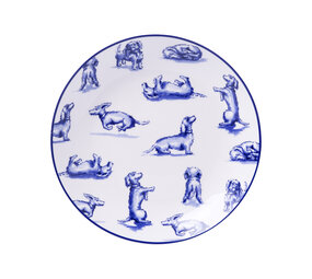 Heinen Delfts Blauw Gebaksbordje Teckel Nhaan