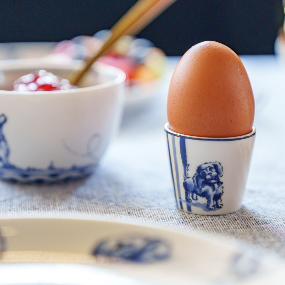 Heinen Delfts Blauw Egg cup Dachshund Nhaan 2 pcs.