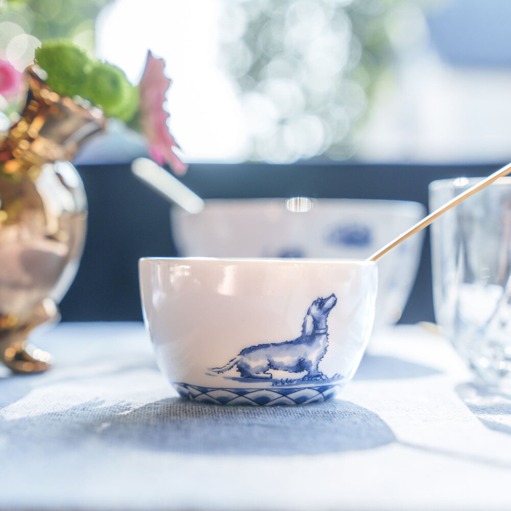 Heinen Delfts Blauw Plato para mojar Dachshund Nhaan