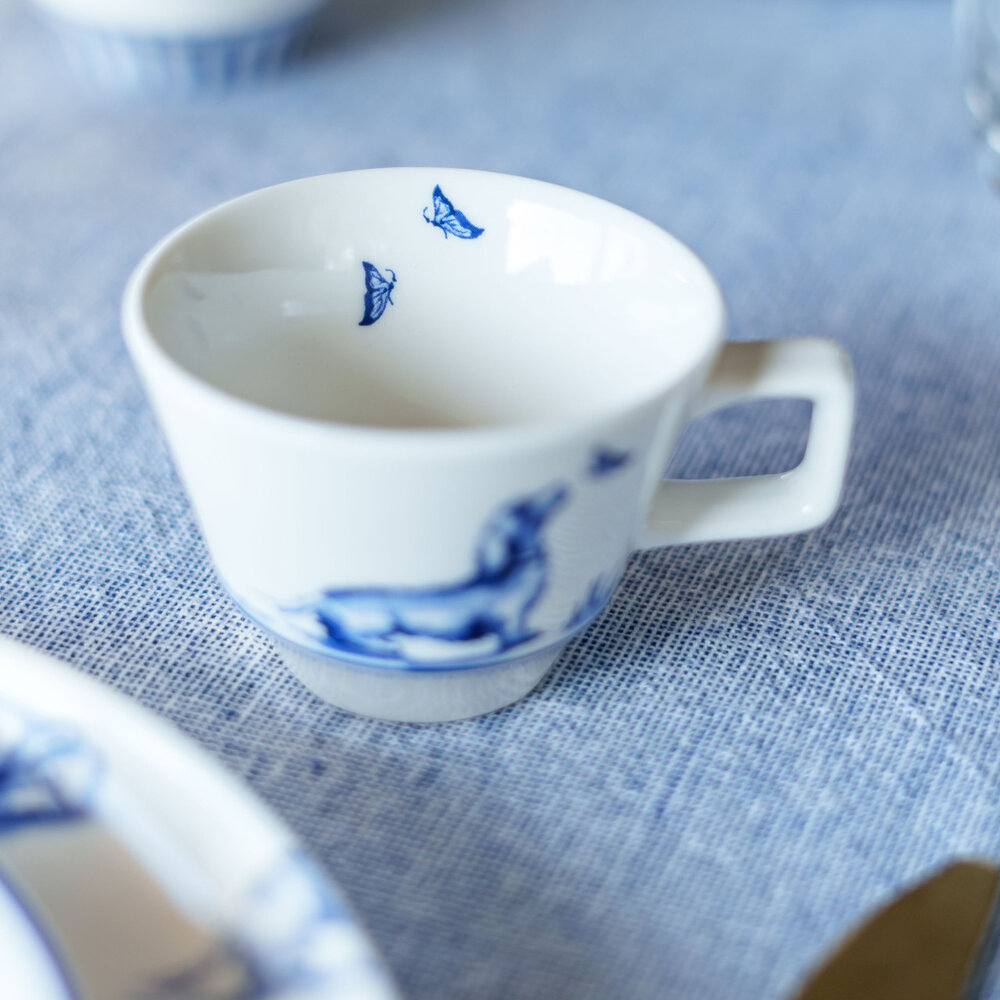 Heinen Delfts Blauw Espresso cup Dachshund Nhaan 2 pcs.
