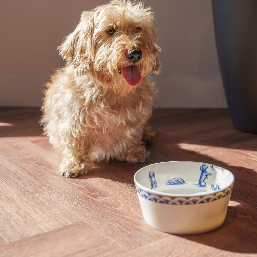 Heinen Delfts Blauw Dachshund Nhaan food bowl Heinen Delfts Blauw Dachshund Nhaan food bowl