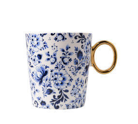 Heinen Delfts Blauw Mug Fleur gracieuse or