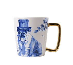 Heinen Delfts Blauw Mug Chien avec cigare