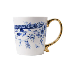 Heinen Delfts Blauw Taza de loza dorada