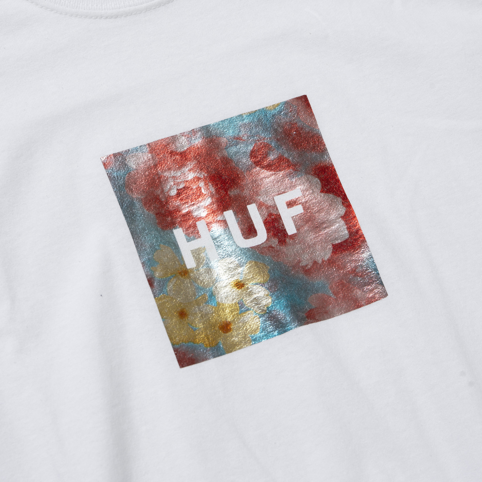 HUF Foil Flower Box Logo S/S Tee -White