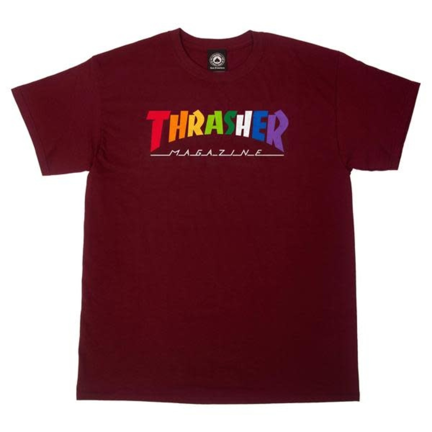 THRASHER Rainbow Mag Tee- Maroon
