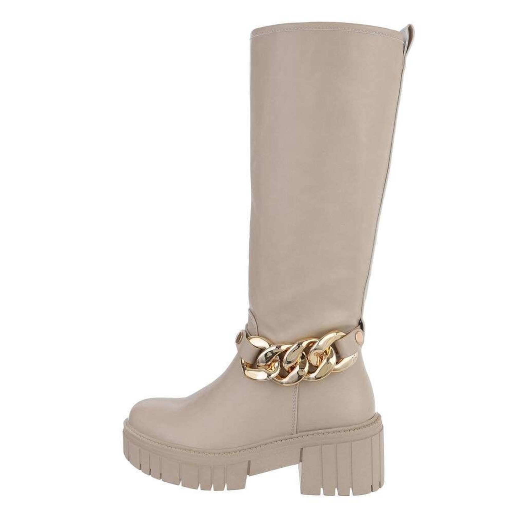 Beige lederlook Big chain Boots | Damesschoenen | Sale - Home|  Starlightsfashionbabe