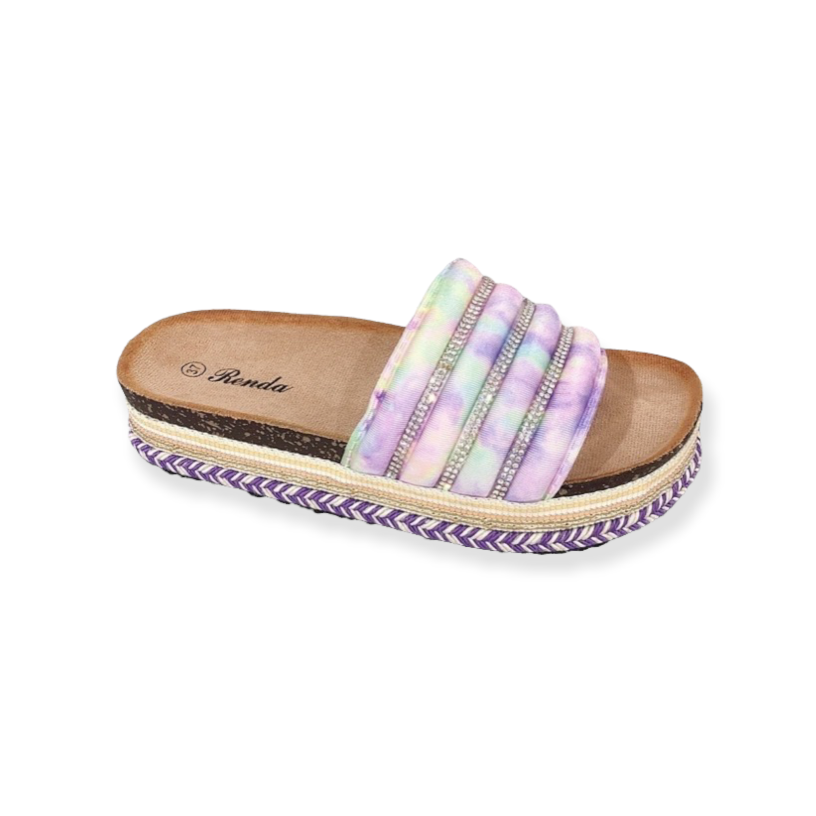 StarlightsFashionBabe Tie-dye slippers met gevlochten zool & strass details