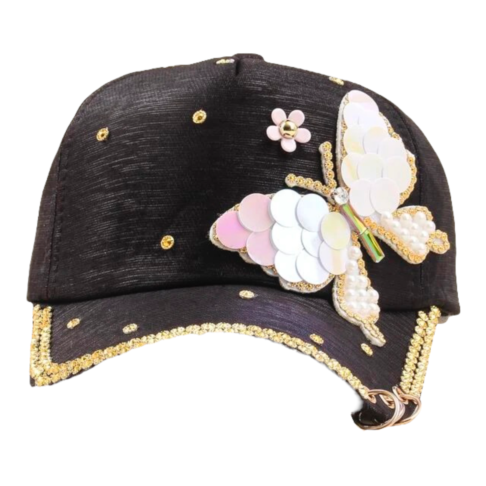 StarlightsFashionBabe Blauwe baseball cap met vlinder detail