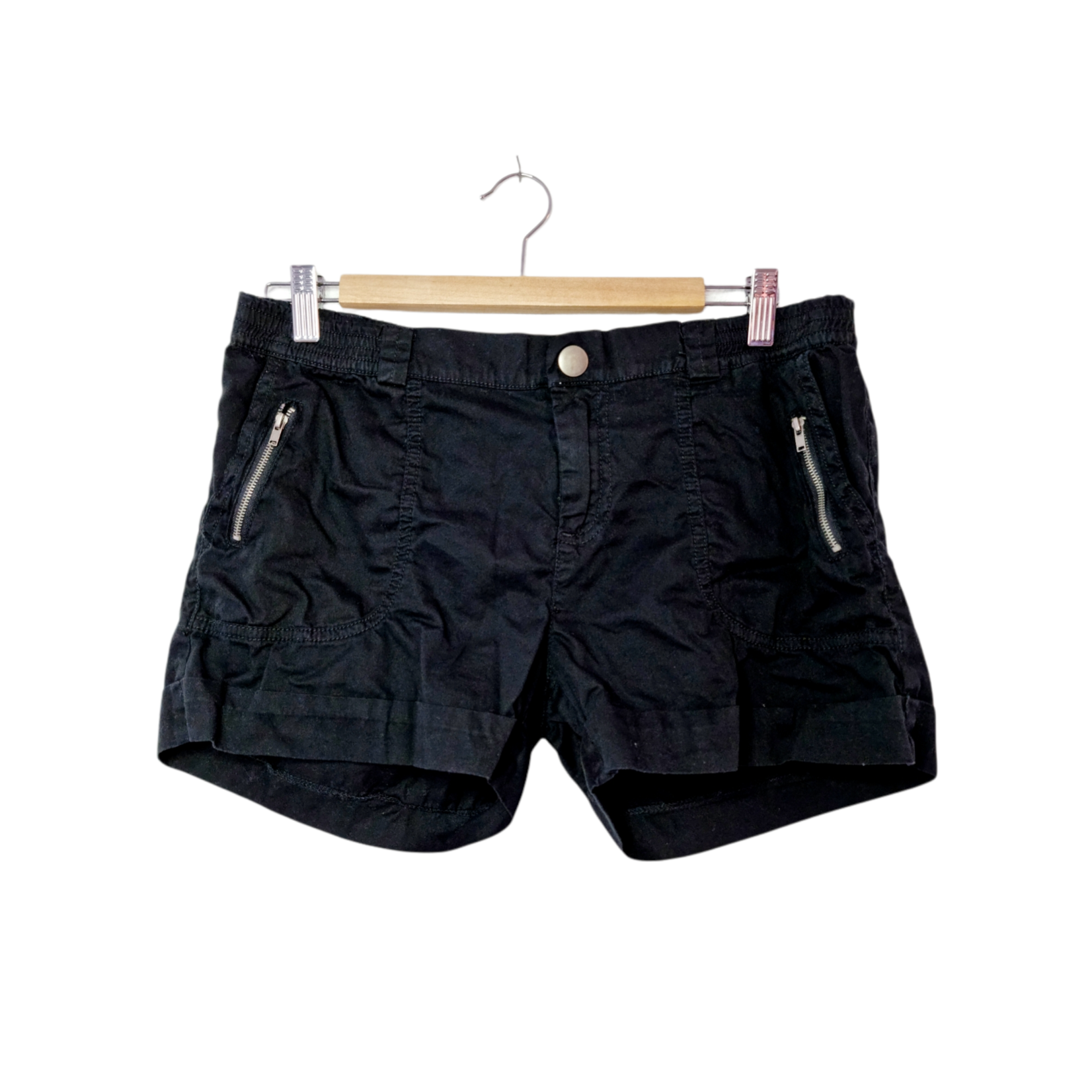 Short noir avec zips apparents et effet froissé (SIZE : 40)